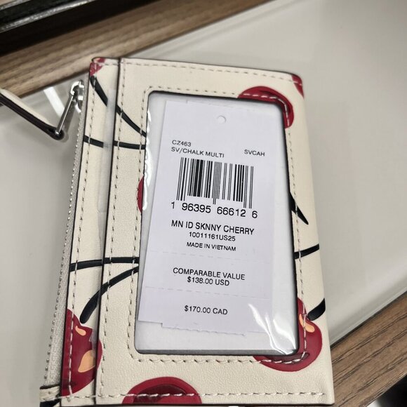 MINI SKINNY ID CASE WITH CHERRY PRINT (COACH CZ463) - Picture 7 of 7